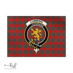 Scottish Cumming Modern Tartan Flag with Family Crest - Tartan Garden Flag Scottish Plaid Tartan Plaid - ScotsTee - scotstee.com