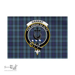 Scottish Hannay Blue Tartan Flag with Family Crest - Tartan Garden Flag Scottish Plaid Tartan Plaid - ScotsTee - scotstee.com