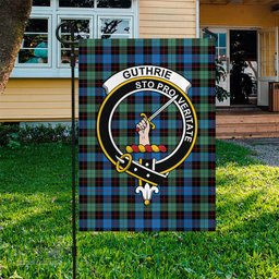 Scottish Guthrie Ancient Tartan Flag with Family Crest - Tartan Garden Flag Scottish Plaid Tartan Plaid - ScotsTee - scotstee.com