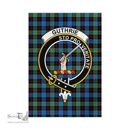 Scottish Guthrie Ancient Tartan Flag with Family Crest - Tartan Garden Flag Scottish Plaid Tartan Plaid - ScotsTee - scotstee.com