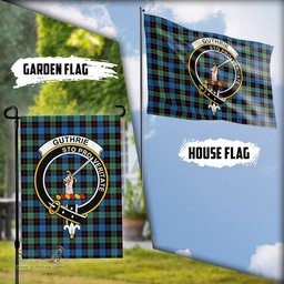 Scottish Guthrie Ancient Tartan Flag with Family Crest - Tartan Garden Flag Scottish Plaid Tartan Plaid - ScotsTee - scotstee.com