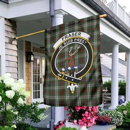 Scottish Fraser Hunting Dress Tartan Flag with Family Crest - Tartan Garden Flag Scottish Plaid Tartan Plaid - ScotsTee - scotstee.com