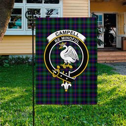 Scottish Campbell of Cawdor Modern Tartan Flag with Family Crest - Tartan Garden Flag Scottish Plaid Tartan Plaid - ScotsTee - scotstee.com