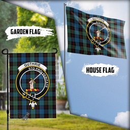 Scottish Guthrie Tartan Flag with Family Crest - Tartan Garden Flag Scottish Plaid Tartan Plaid - ScotsTee - scotstee.com