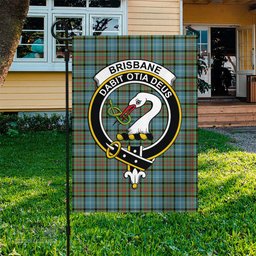 Scottish Brisbane modern Tartan Flag with Family Crest - Tartan Garden Flag Scottish Plaid Tartan Plaid - ScotsTee - scotstee.com