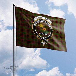 Scottish Buchan Modern Tartan Flag with Family Crest - Tartan Garden Flag Scottish Plaid Tartan Plaid - ScotsTee - scotstee.com