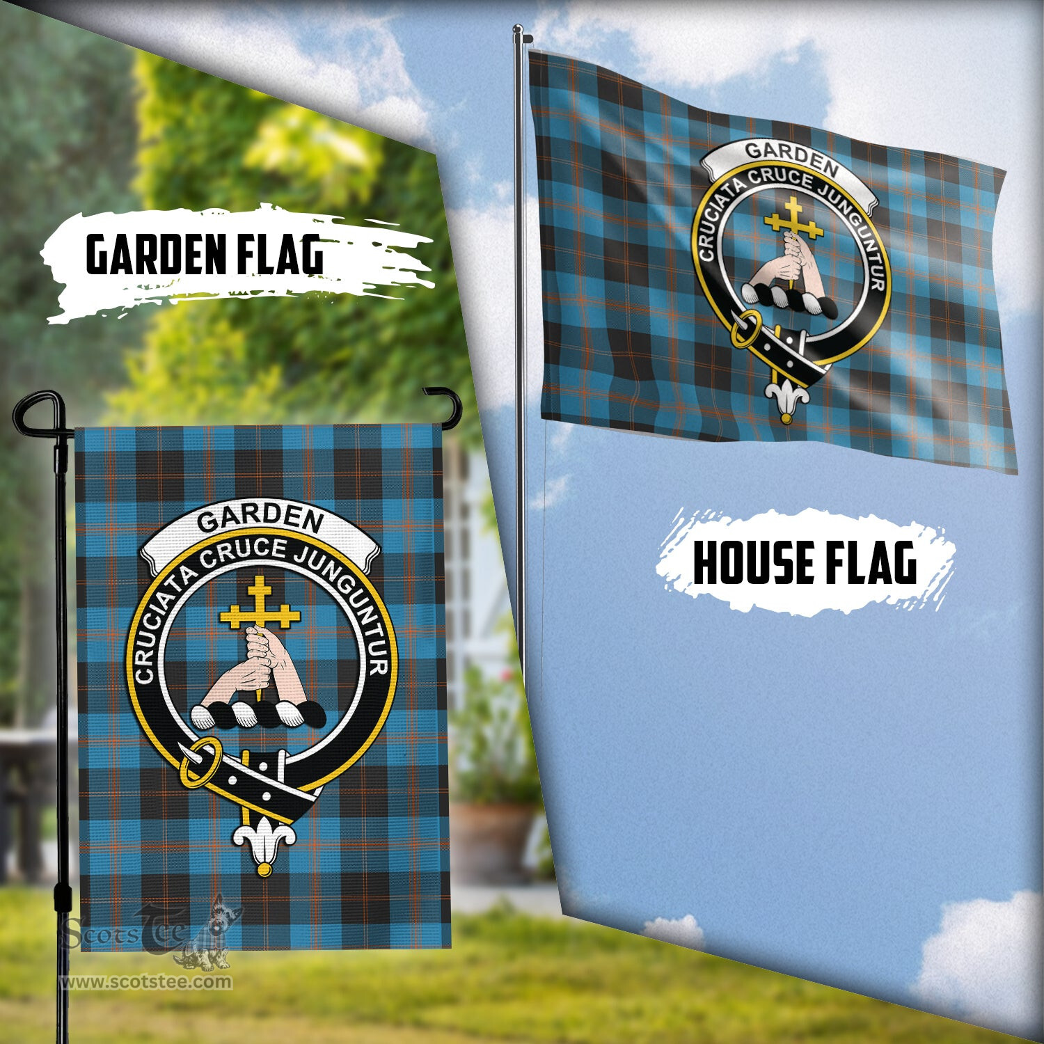 Scottish Garden Tartan Flag with Family Crest - Tartan Garden Flag Scottish Plaid Tartan Plaid - ScotsTee - scotstee.com