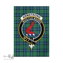 Scottish Armstrong Ancient Tartan Flag with Family Crest - Tartan Garden Flag Scottish Plaid Tartan Plaid - ScotsTee - scotstee.com