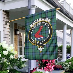 Scottish Armstrong Ancient Tartan Flag with Family Crest - Tartan Garden Flag Scottish Plaid Tartan Plaid - ScotsTee - scotstee.com