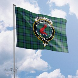 Scottish Armstrong Ancient Tartan Flag with Family Crest - Tartan Garden Flag Scottish Plaid Tartan Plaid - ScotsTee - scotstee.com