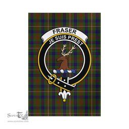 Scottish Fraser Hunting Tartan Flag with Family Crest - Tartan Garden Flag Scottish Plaid Tartan Plaid - ScotsTee - scotstee.com