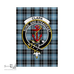 Scottish Clark Ancient Tartan Flag with Family Crest - Tartan Garden Flag Scottish Plaid Tartan Plaid - ScotsTee - scotstee.com