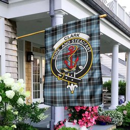 Scottish Clark Ancient Tartan Flag with Family Crest - Tartan Garden Flag Scottish Plaid Tartan Plaid - ScotsTee - scotstee.com
