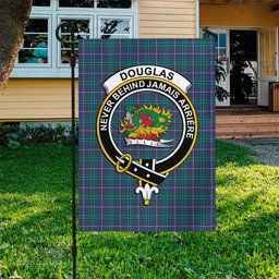 Scottish Douglas Modern Tartan Flag with Family Crest - Tartan Garden Flag Scottish Plaid Tartan Plaid - ScotsTee - scotstee.com