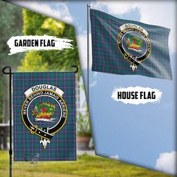 Scottish Douglas Modern Tartan Flag with Family Crest - Tartan Garden Flag Scottish Plaid Tartan Plaid - ScotsTee - scotstee.com
