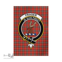 Scottish Fraser Weathered Tartan Flag with Family Crest - Tartan Garden Flag Scottish Plaid Tartan Plaid - ScotsTee - scotstee.com