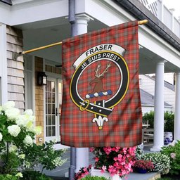 Scottish Fraser Weathered Tartan Flag with Family Crest - Tartan Garden Flag Scottish Plaid Tartan Plaid - ScotsTee - scotstee.com