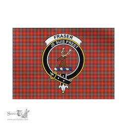Scottish Fraser Weathered Tartan Flag with Family Crest - Tartan Garden Flag Scottish Plaid Tartan Plaid - ScotsTee - scotstee.com