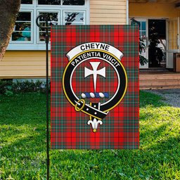 Scottish Cheyne Tartan Flag with Family Crest - Tartan Garden Flag Scottish Plaid Tartan Plaid - ScotsTee - scotstee.com