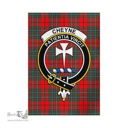 Scottish Cheyne Tartan Flag with Family Crest - Tartan Garden Flag Scottish Plaid Tartan Plaid - ScotsTee - scotstee.com