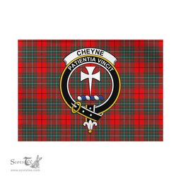 Scottish Cheyne Tartan Flag with Family Crest - Tartan Garden Flag Scottish Plaid Tartan Plaid - ScotsTee - scotstee.com