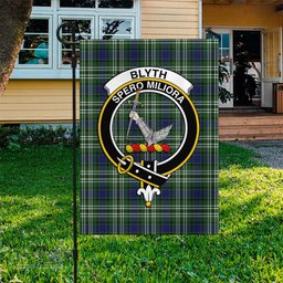 Scottish Blyth Tartan Flag with Family Crest - Tartan Garden Flag Scottish Plaid Tartan Plaid - ScotsTee - scotstee.com