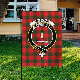 Scottish Erskine Modern Tartan Flag with Family Crest - Tartan Garden Flag Scottish Plaid Tartan Plaid - ScotsTee - scotstee.com