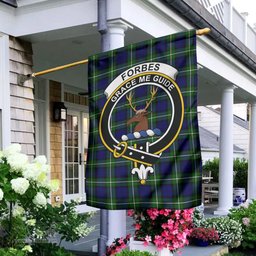 Scottish Forbes Modern Tartan Flag with Family Crest - Tartan Garden Flag Scottish Plaid Tartan Plaid - ScotsTee - scotstee.com