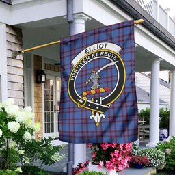 Scottish Elliot Modern Tartan Flag with Family Crest - Tartan Garden Flag Scottish Plaid Tartan Plaid - ScotsTee - scotstee.com