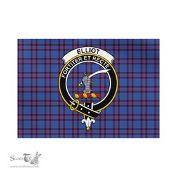 Scottish Elliot Modern Tartan Flag with Family Crest - Tartan Garden Flag Scottish Plaid Tartan Plaid - ScotsTee - scotstee.com