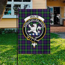 Scottish Inglis Modern Tartan Flag with Family Crest - Tartan Garden Flag Scottish Plaid Tartan Plaid - ScotsTee - scotstee.com