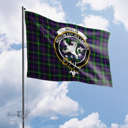Scottish Inglis Modern Tartan Flag with Family Crest - Tartan Garden Flag Scottish Plaid Tartan Plaid - ScotsTee - scotstee.com
