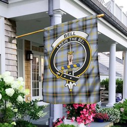 Scottish Bell Tartan Flag with Family Crest - Tartan Garden Flag Scottish Plaid Tartan Plaid - ScotsTee - scotstee.com