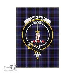 Scottish Dunlop Tartan Flag with Family Crest - Tartan Garden Flag Scottish Plaid Tartan Plaid - ScotsTee - scotstee.com