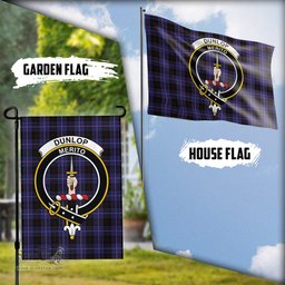 Scottish Dunlop Tartan Flag with Family Crest - Tartan Garden Flag Scottish Plaid Tartan Plaid - ScotsTee - scotstee.com
