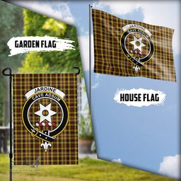 Scottish Jardine Tartan Flag with Family Crest - Tartan Garden Flag Scottish Plaid Tartan Plaid - ScotsTee - scotstee.com