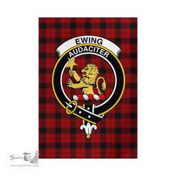 Scottish Ewing Tartan Flag with Family Crest - Tartan Garden Flag Scottish Plaid Tartan Plaid - ScotsTee - scotstee.com