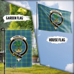 Scottish Hamilton Hunting Ancient Tartan Flag with Family Crest - Tartan Garden Flag Scottish Plaid Tartan Plaid - ScotsTee - scotstee.com