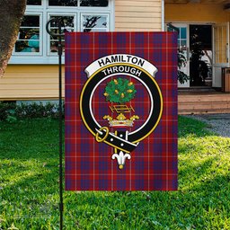 Scottish Hamilton Tartan Flag with Family Crest - Tartan Garden Flag Scottish Plaid Tartan Plaid - ScotsTee - scotstee.com