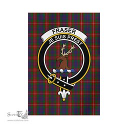 Scottish Fraser of Lovat Tartan Flag with Family Crest - Tartan Garden Flag Scottish Plaid Tartan Plaid - ScotsTee - scotstee.com