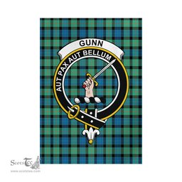 Scottish Gunn Ancient Tartan Flag with Family Crest - Tartan Garden Flag Scottish Plaid Tartan Plaid - ScotsTee - scotstee.com