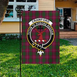 Scottish Crawford Tartan Flag with Family Crest - Tartan Garden Flag Scottish Plaid Tartan Plaid - ScotsTee - scotstee.com