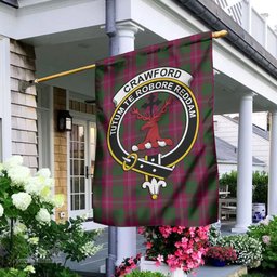 Scottish Crawford Tartan Flag with Family Crest - Tartan Garden Flag Scottish Plaid Tartan Plaid - ScotsTee - scotstee.com