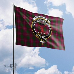 Scottish Crawford Tartan Flag with Family Crest - Tartan Garden Flag Scottish Plaid Tartan Plaid - ScotsTee - scotstee.com