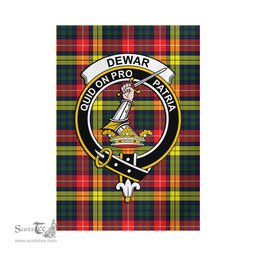 Scottish Dewar Tartan Flag with Family Crest - Tartan Garden Flag Scottish Plaid Tartan Plaid - ScotsTee - scotstee.com