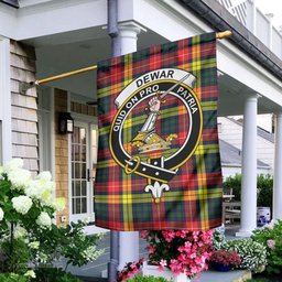 Scottish Dewar Tartan Flag with Family Crest - Tartan Garden Flag Scottish Plaid Tartan Plaid - ScotsTee - scotstee.com