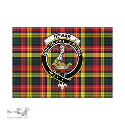 Scottish Dewar Tartan Flag with Family Crest - Tartan Garden Flag Scottish Plaid Tartan Plaid - ScotsTee - scotstee.com