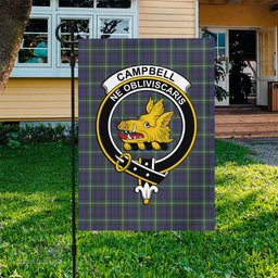 Scottish Campbell Argyll Modern Tartan Flag with Family Crest - Tartan Garden Flag Scottish Plaid Tartan Plaid - ScotsTee - scotstee.com