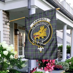 Scottish Campbell Argyll Modern Tartan Flag with Family Crest - Tartan Garden Flag Scottish Plaid Tartan Plaid - ScotsTee - scotstee.com