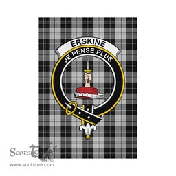 Scottish Erskine Black and White Tartan Flag with Family Crest - Tartan Garden Flag Scottish Plaid Tartan Plaid - ScotsTee - scotstee.com
